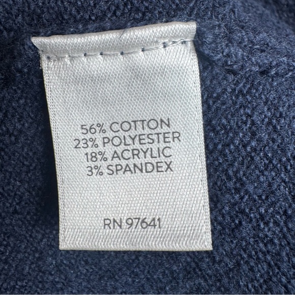 J. Jill Sweater Womens Size M Navy Blue V-Neck Cable Knit Long Sleeves Cotton bl - Picture 6 of 7